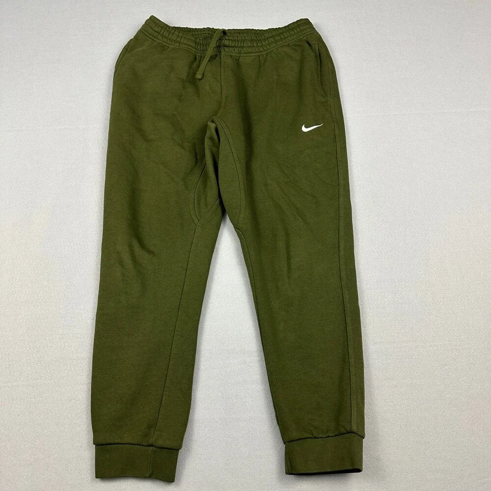 Nike Pants Men Large Olive Solid Jogger Tapered Swoosh Embroidery Drawstring L